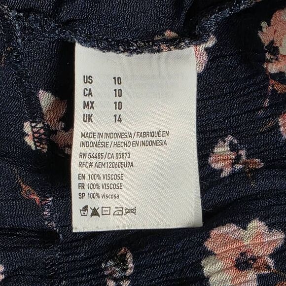 American Eagle Outfitters Navy Floral V-Neck Dress Size 10 - Picture 6 of 8